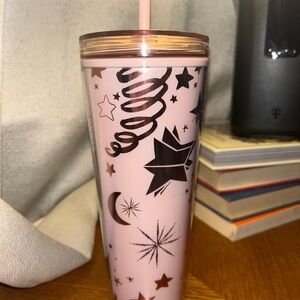 Pink Tumbler with Black Star Design